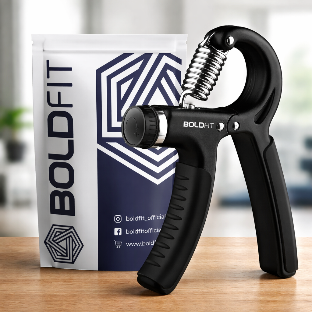 boldfit hand gripper and pouch setup